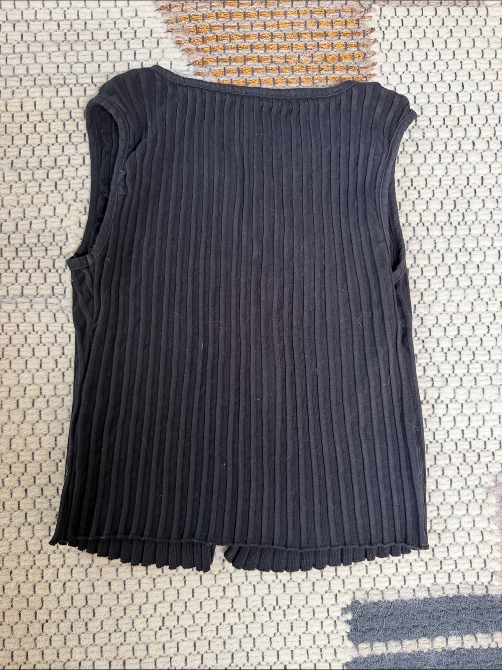 Free People Black Ribbed Button-Front Tank - Picture 3 of 3